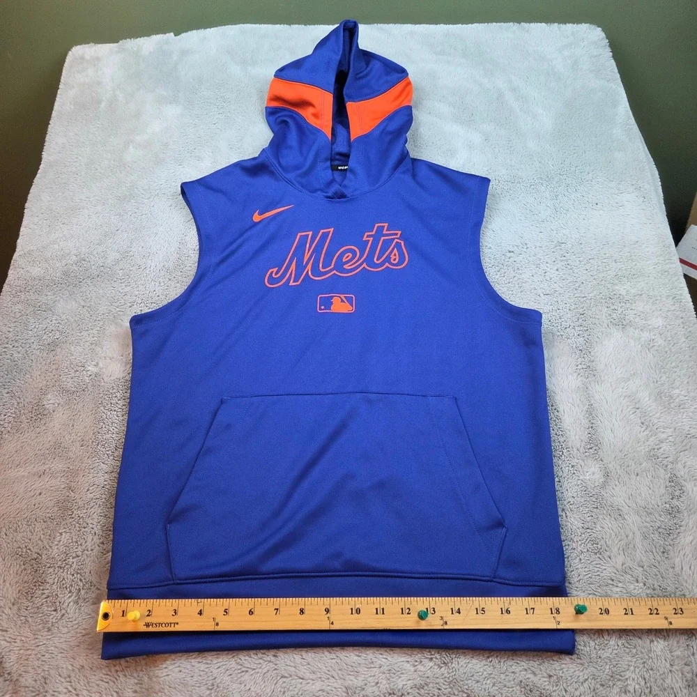 Nike New York Mets MLB Authentic Collection Sleeveless‎ Hoodie Mens Small Blue
